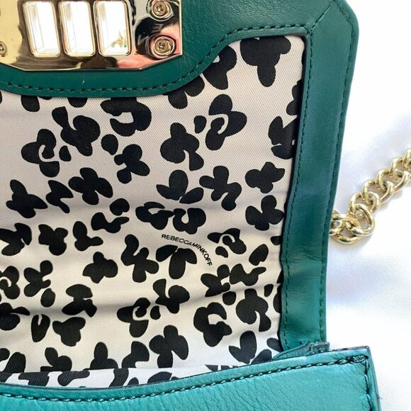 NWOT REBECCA MINKOFF MINI LOVE QUILTED LEATHER CROSSBODY BAG IN TEAL - OS - Picture 8 of 9